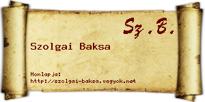 Szolgai Baksa névjegykártya
